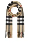 Burberry Embroidered Cashmere Scarf In Beige
