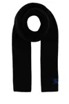 Burberry Black Logo Ribbed Scarf In Black