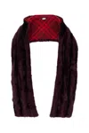 Burberry Maroon Fur Hood Scarf In Clove