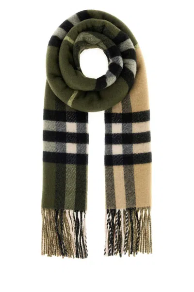 Burberry Cashmere Scarf With Fringe And Checked Design In Multi