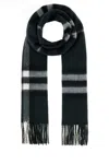 Burberry Cashmere Scarf Embroidered Fringe In Black