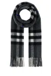 Burberry Cashmere Scarf Embroidered Fringe In Black