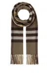 Burberry Cashmere Scarf With Checked Pattern And Fringe In Brown
