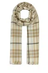 Burberry Beige Embroidered Wool Blend Scarf In Multi