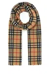 Burberry Checkered Cashmere Scarf With Fringed Edges In Multicolor