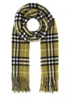 Burberry Cashmere Scarf With Embroidered Checked Pattern In Printed