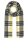 Burberry Cashmere Scarf Embroidered Checks In Printed