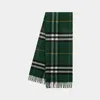 Burberry Check-print Fringed Cashmere Scarf In Green