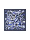 Burberry Silk Scarf With Ekd Carousel Style In Blue