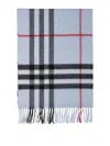 Burberry Soft Fringe Checked Scarves In Blue