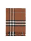 Burberry Cashmere Scarf With Embroidered Fringed Edges In Brown