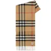 Burberry Check Pattern Cashmere Scarf With Fringed Edges In Neutral