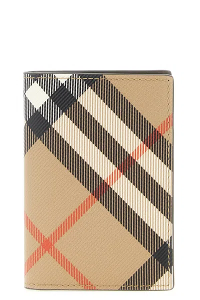 Burberry Check Card Holder In Sand