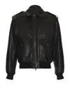 Burberry Men's Leather Bomber Jacket In Black