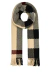 Burberry Beige Check Pattern Scarf In Brown