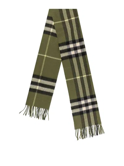 Burberry Sciarpa Giant Check In Cashmere In Green