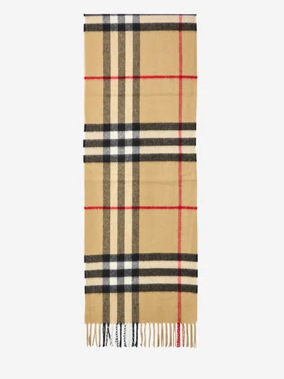 Burberry Sciarpa In Cashmere Check In Beige
