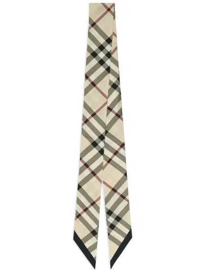 Burberry Silk Check Scarf In Neutral