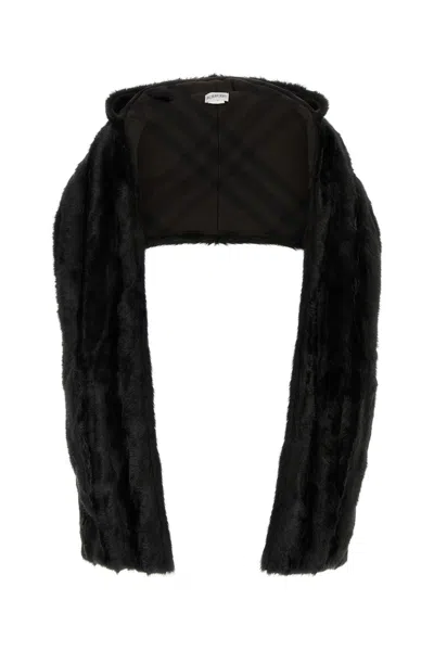 BURBERRY BURBERRY BLACK ECO FUR SCARF