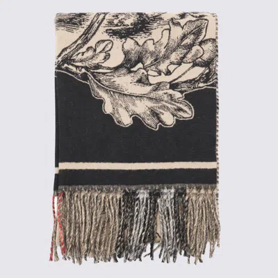 BURBERRY BURBERRY BEIGE AND BLACK CASHMERE SCARF