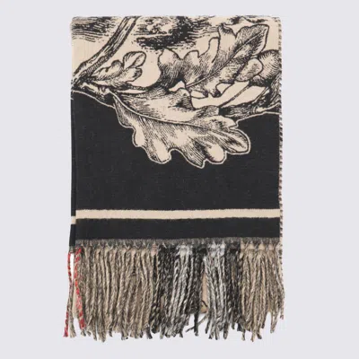 BURBERRY BURBERRY BEIGE AND BLACK CASHMERE SCARF