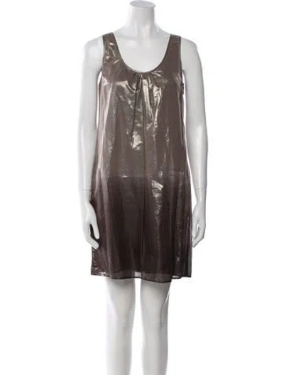 Pre-owned Burberry Scoop Neck Mini Dress In Gray