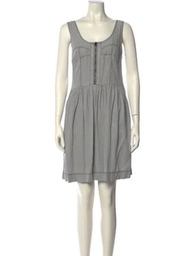 Pre-owned Burberry Scoop Neck Mini Dress In Gray
