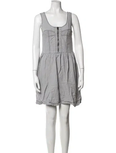 Pre-owned Burberry Scoop Neck Mini Dress In Grey