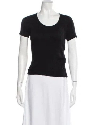Pre-owned Burberry Scoop Neck Short Sleeve T-shirt In Black