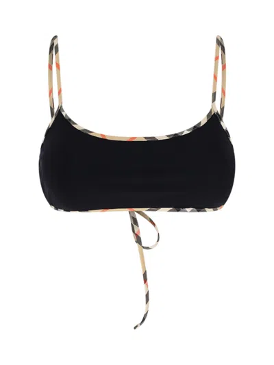 Burberry Scoop Neck Swimwear With Removable Padding And Tie Fastening In Black