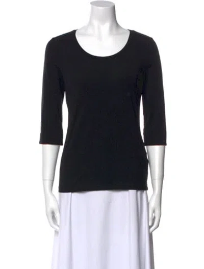 Pre-owned Burberry Scoop Neck Three-quarter Sleeve T-shirt In Black