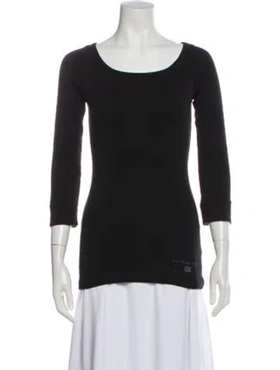 Pre-owned Burberry Scoop Neck Three-quarter Sleeve T-shirt In Black
