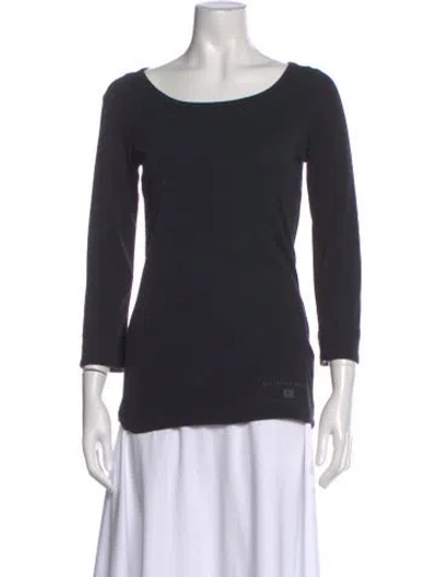 Pre-owned Burberry Scoop Neck Three-quarter Sleeve T-shirt In Black