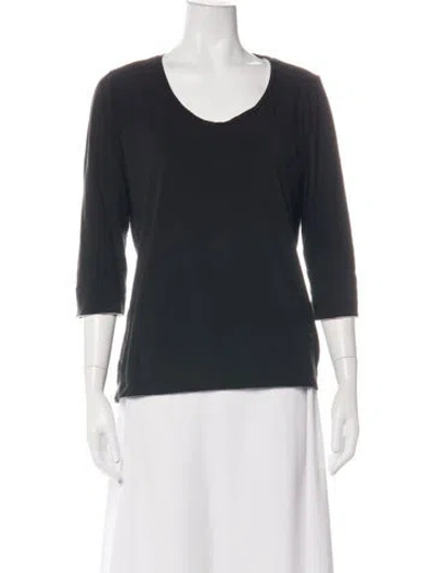 Pre-owned Burberry Scoop Neck Three-quarter Sleeve T-shirt In Black