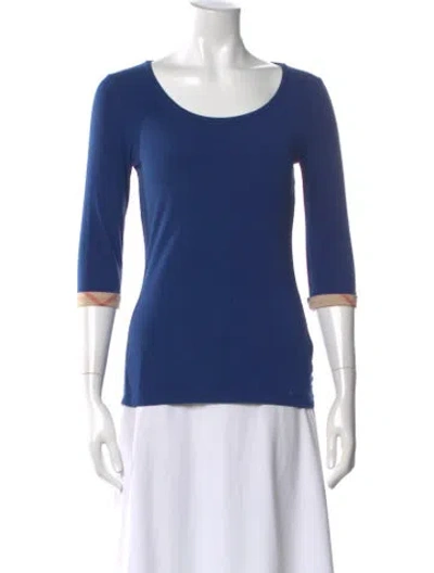Pre-owned Burberry Scoop Neck Three-quarter Sleeve T-shirt In Blue