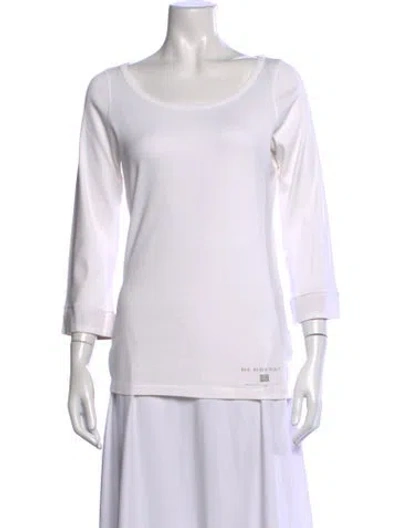 Pre-owned Burberry Scoop Neck Three-quarter Sleeve T-shirt In White