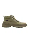 Burberry Khaki Nubuck Scoot Hike Boots In Green