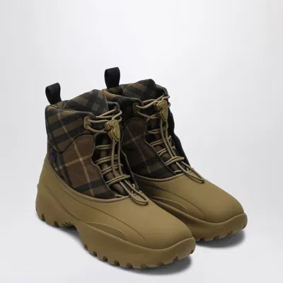 Burberry Scoot Trek Ankle Boot With Check Pattern In Brown