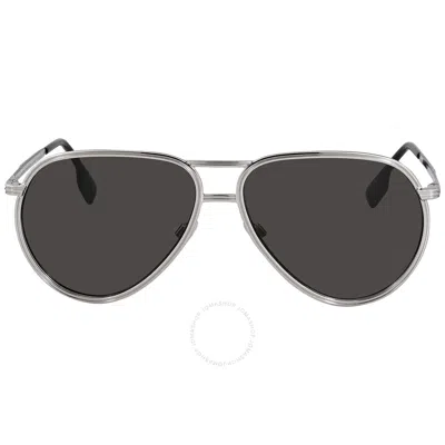 Burberry Scott Dark Grey Pilot Men's Sunglasses Be3135 100587 59 In Gray