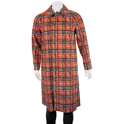 Burberry Scribble Check Cotton Car Coat In Bright Military Red