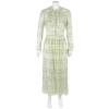 BURBERRY BURBERRY SCRIBBLE CHECK PRINT SILK DRESS IN YELLOW