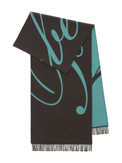 Burberry Script Print Wool And Silk Scarf In Otter For Women In Black