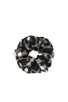 Burberry Scrunchie With Charm In Black & Calico Ip Check