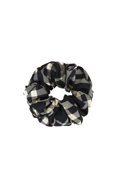 Burberry Scrunchie With Charm In Black & Calico Ip Check