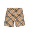 Burberry Beige Swim Trunks With Check Motif In Polyamide Man In Beige