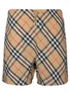 Burberry Men Check Print Bermuda Swimsuit In Brown