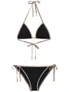 Burberry Check Detail Stretch Nylon Triangle Bikini In Black