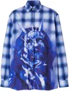 Burberry Sea Maiden Print Check Shirt In Blau