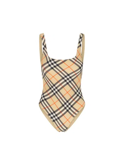 Burberry Women Check Swimsuit In Multi