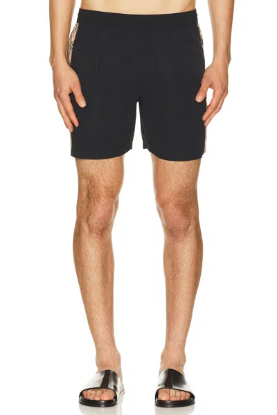 Burberry Seb Check Tape Swim Shorts In Black